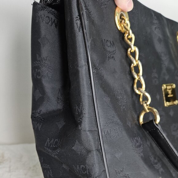 MCM Black Viseto Nylon/Chained Tote - Picture 8 of 17